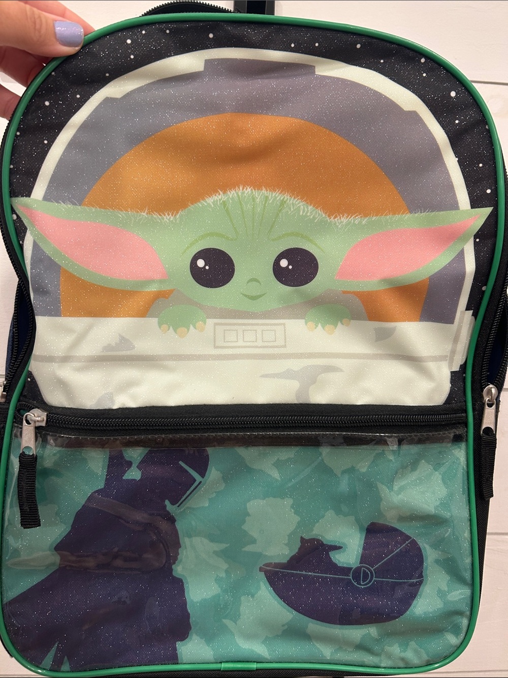 Star Wars Green Grogu Kids Backpack with Space Print - Picture 10 of 12